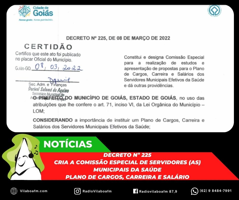 Criação da Comissão Especial dos (as) servidores (as) municipais efetivos (as) da Saúde.