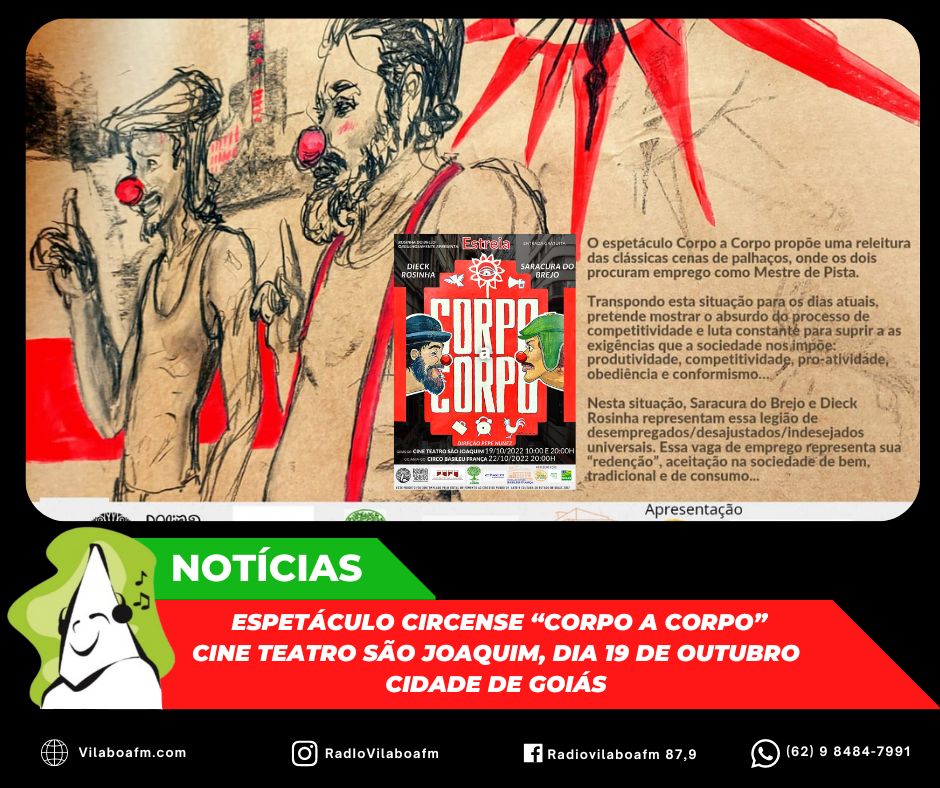Espetáculo circense “Corpo a Corpo” na próxima quarta-feira.