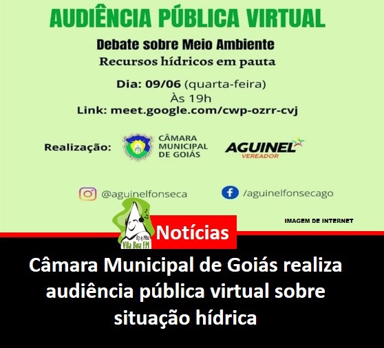 ​Câmara Municipal de Goiás realiza audiência pública virtual sobre Meio Ambiente