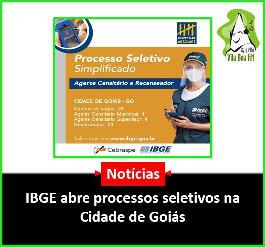​IBGE abre processo seletivo na Cidade de Goiás