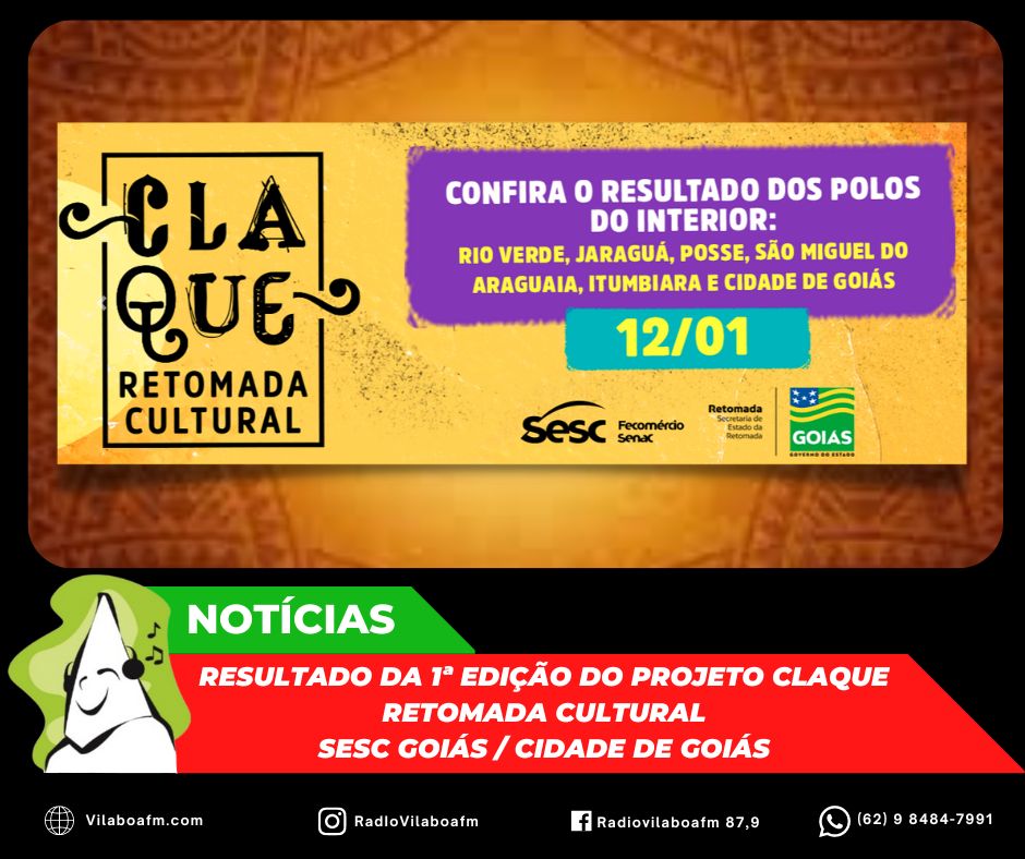 Resultado da 1ª Edição do Projeto Claque: Retomada Cultural – Cidade de Goiás