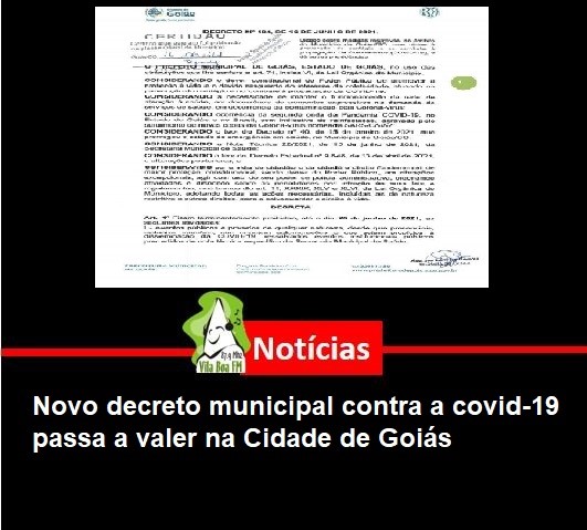 ​Novo decreto municipal contra a Covid-19 passa a valer na Cidade de Goiás