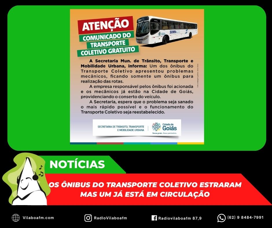 Comunicado do transporte coletivo do município de Goiás
