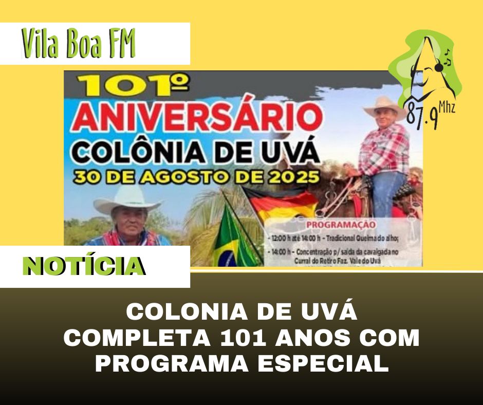 ​Colônia de Uvá celebra 101 anos com programação especial