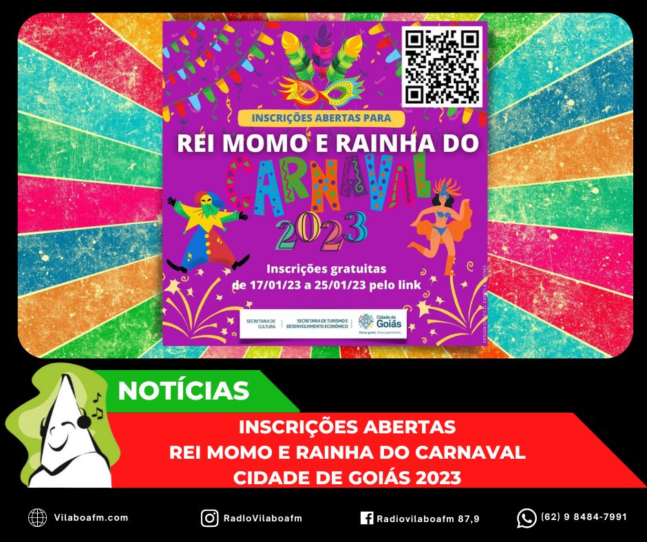 Concurso para escolher o Rei Momo e Rainha do Carnaval – Cidade de Goiás 2023