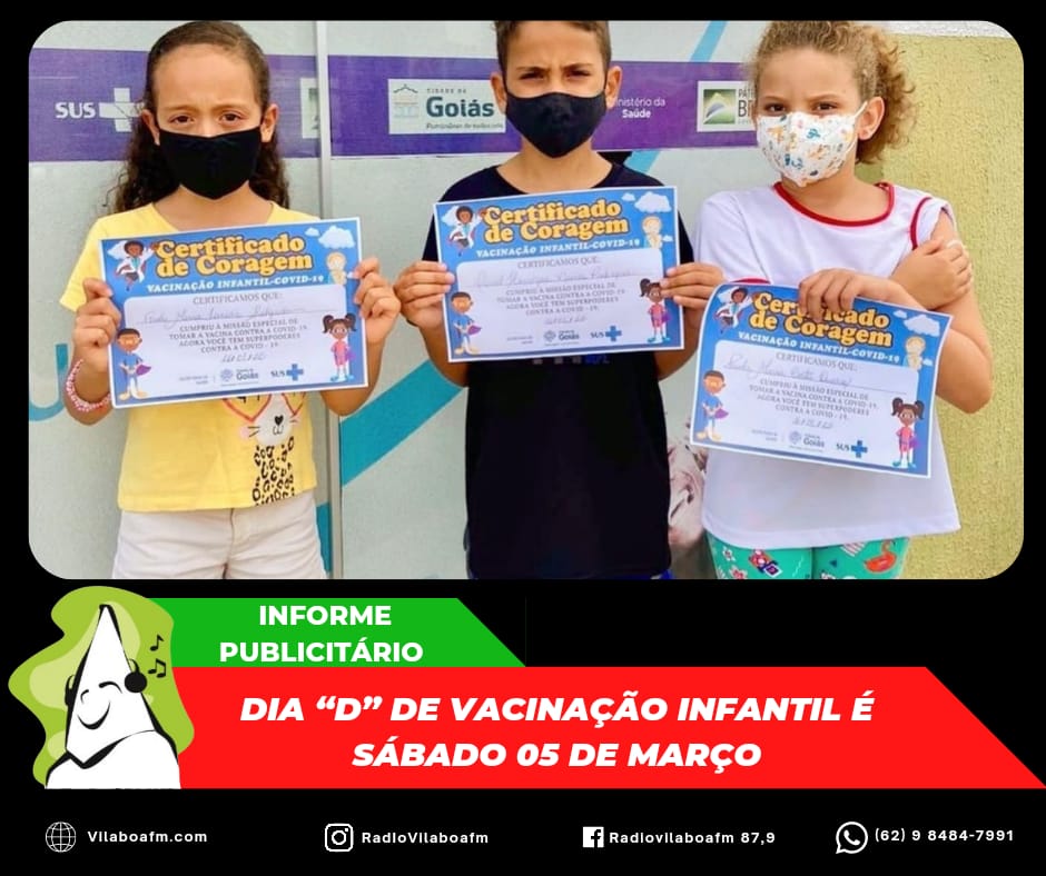 ​Dia “D” de Vacinação Infantil é sábado 05 de Março