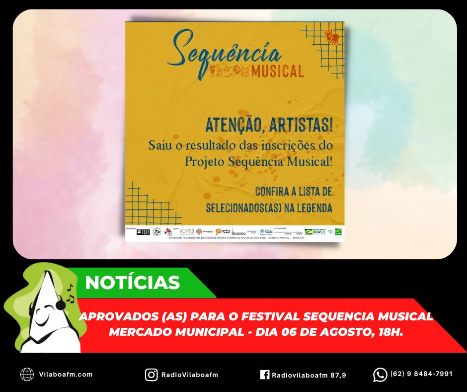 Foi divulgada a lista de artistas vilaboenses para o Festival Sequencia Musical