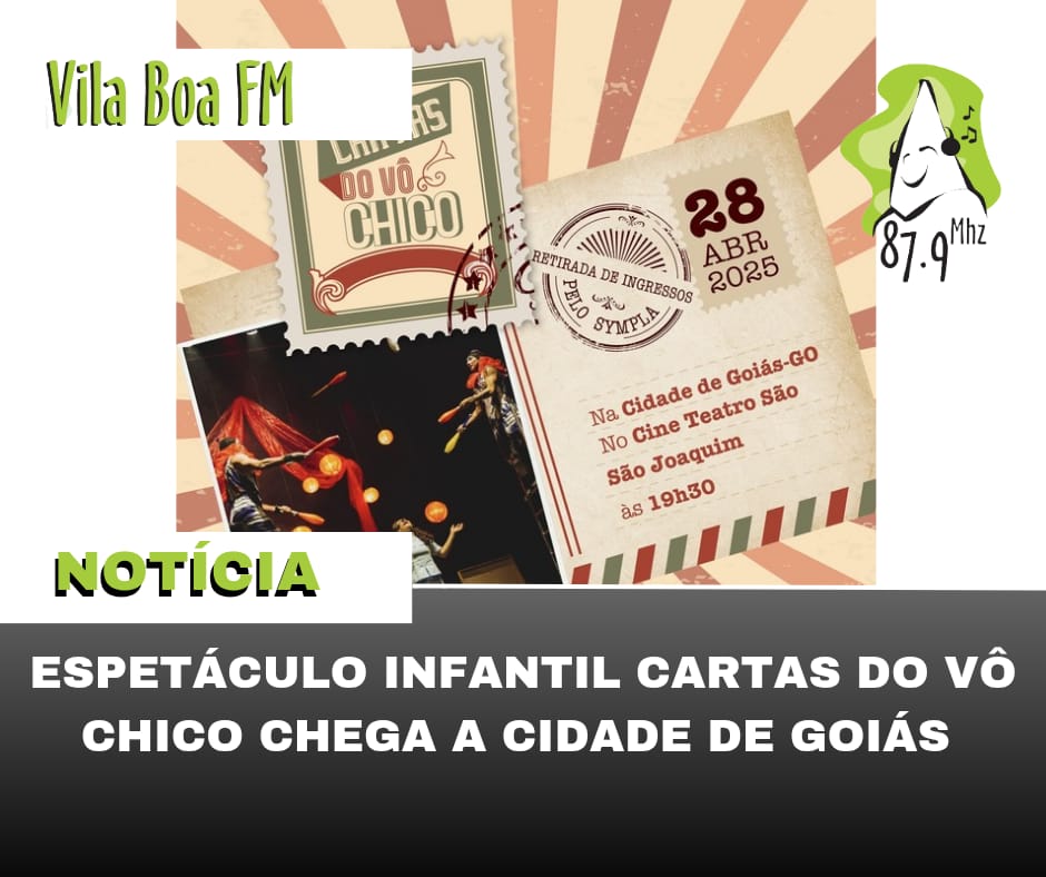 ​Espetáculo infantil "Cartas do Vô Chico" chega à Cidade de Goiás