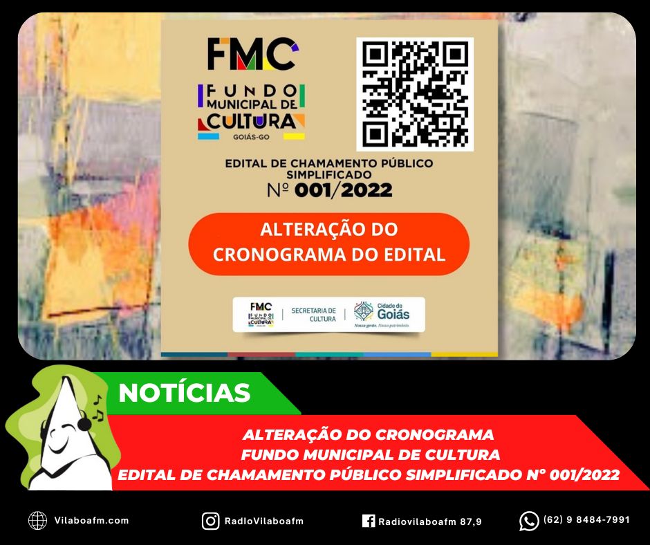 Alteração do Cronograma do Edital de Prêmio do Fundo Municipal de Cultura