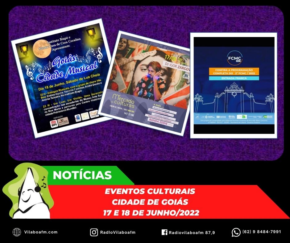Eventos culturais na Cidade de Goiás deste final de semana