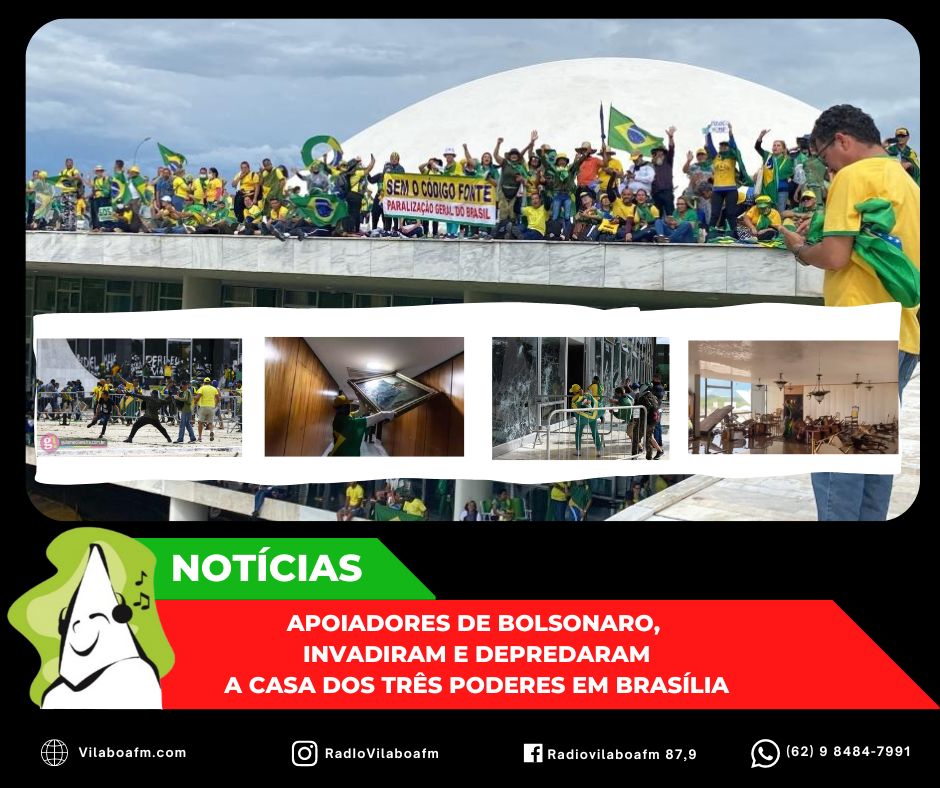 Criminosos (as) depredam o Palácio do Planalto.
