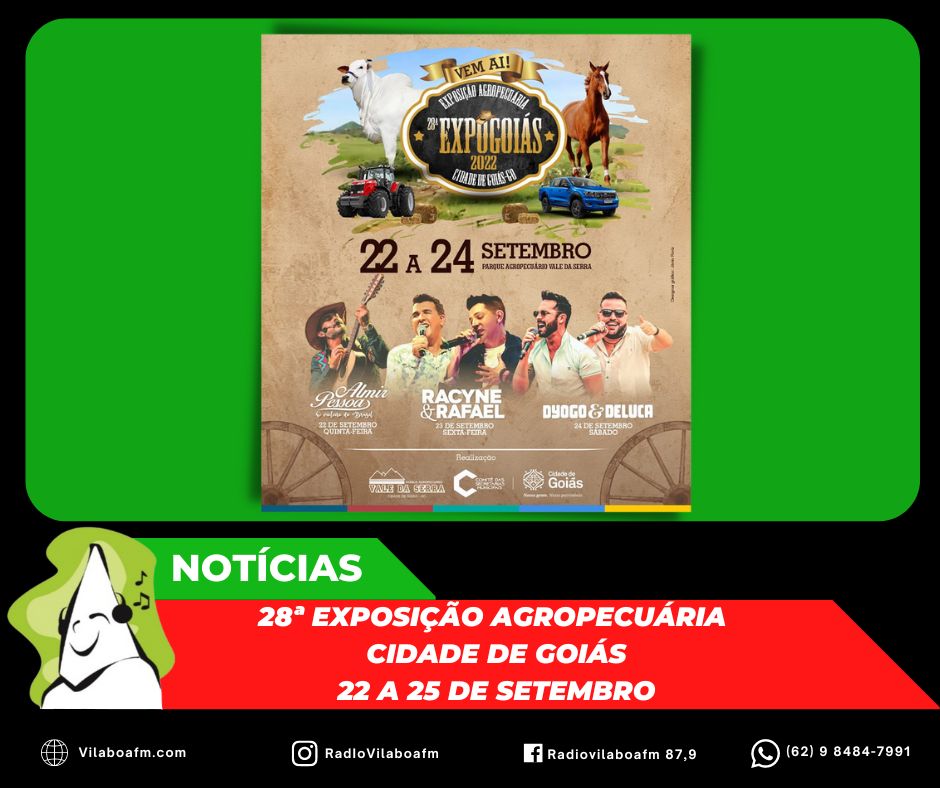 Na próxima semana começa a 28ª Exposição Agropecuária da Cidade de Goiás