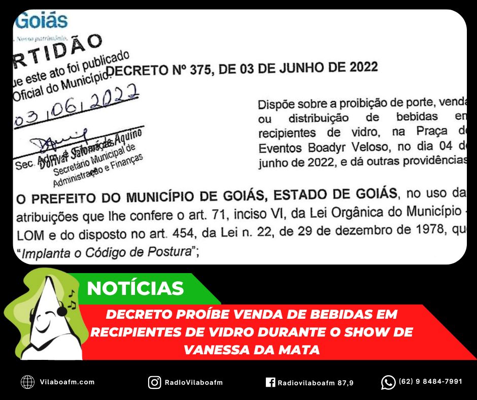 ​Publicado Decreto que dispõe sobre venda de bebidas em recipientes de vidro na Praça de Eventos