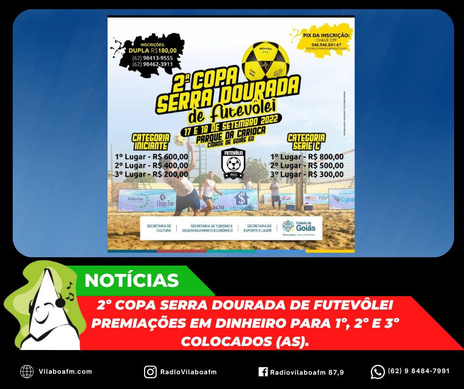 Inscrições abertas para a 2º Copa Serra Dourada de Futevôlei