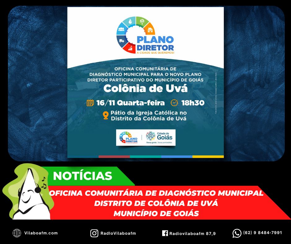 A Oficina Comunitária de Diagnóstico Municipal estará no Distrito de Colônia de Uvá