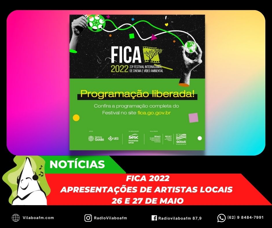 Fique ligado nas apresentações de artistas locais durante o 23º FICA, de hoje, dia 26/05 e dia 27/05, quinta-feira.