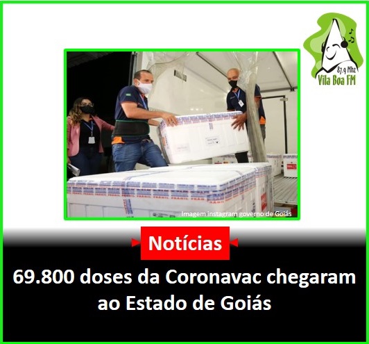 ​69.800 doses da Coronavac chegaram ao estado de Goiás