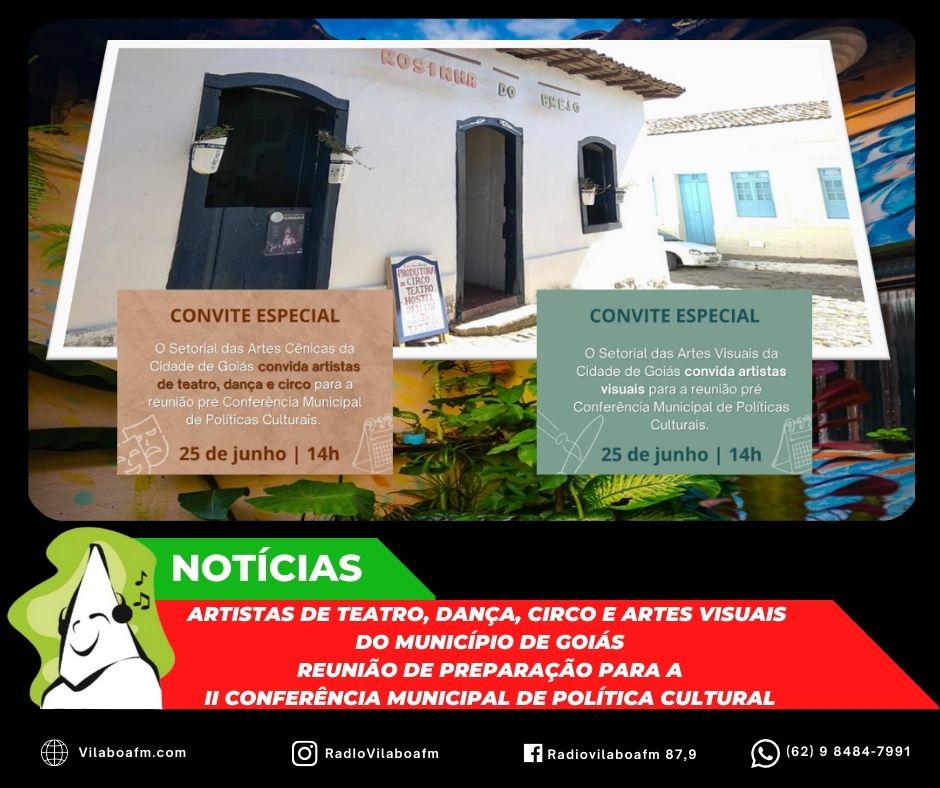 Convite especial para artistas de teatro, dança, circo e artes visuais do município de Goiás