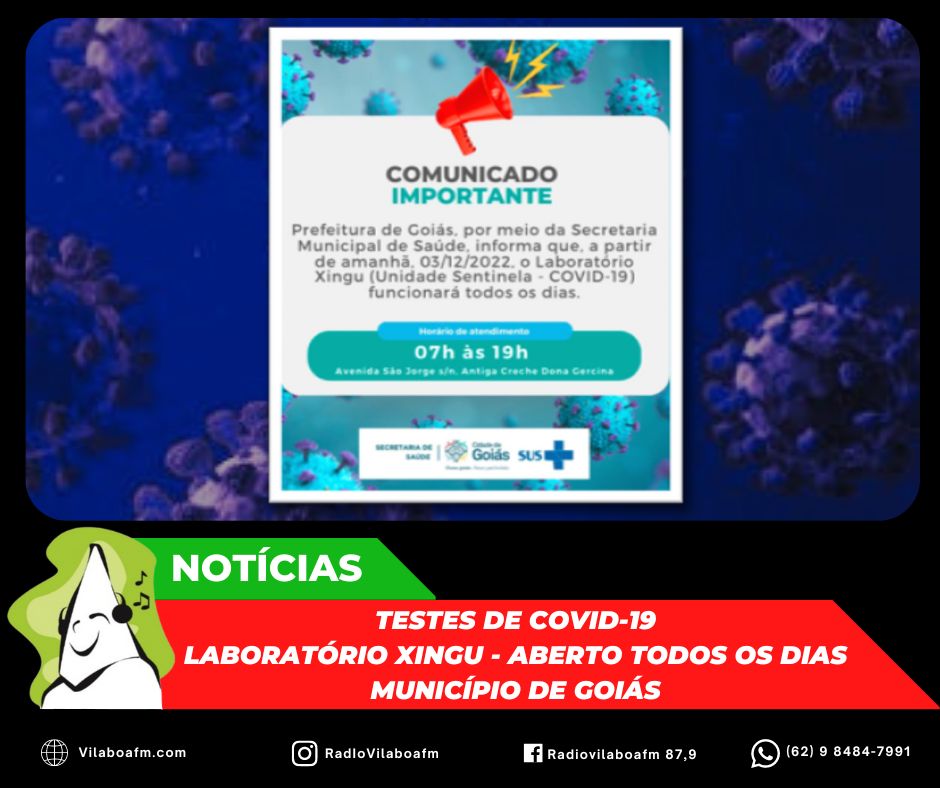 Testes de Covid-19 são realizados também aos finais de semana no município de Goiás.