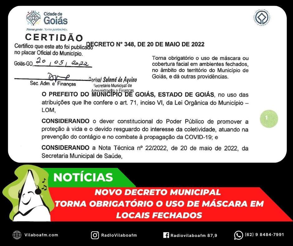 Covid-19: Novo Decreto torna obrigatório o uso de máscara em locais fechados