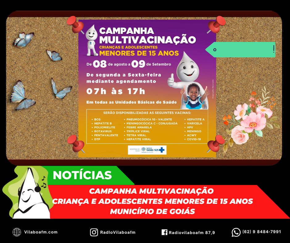 Campanha Multivacinação para criança e adolescentes menores de 15 anos