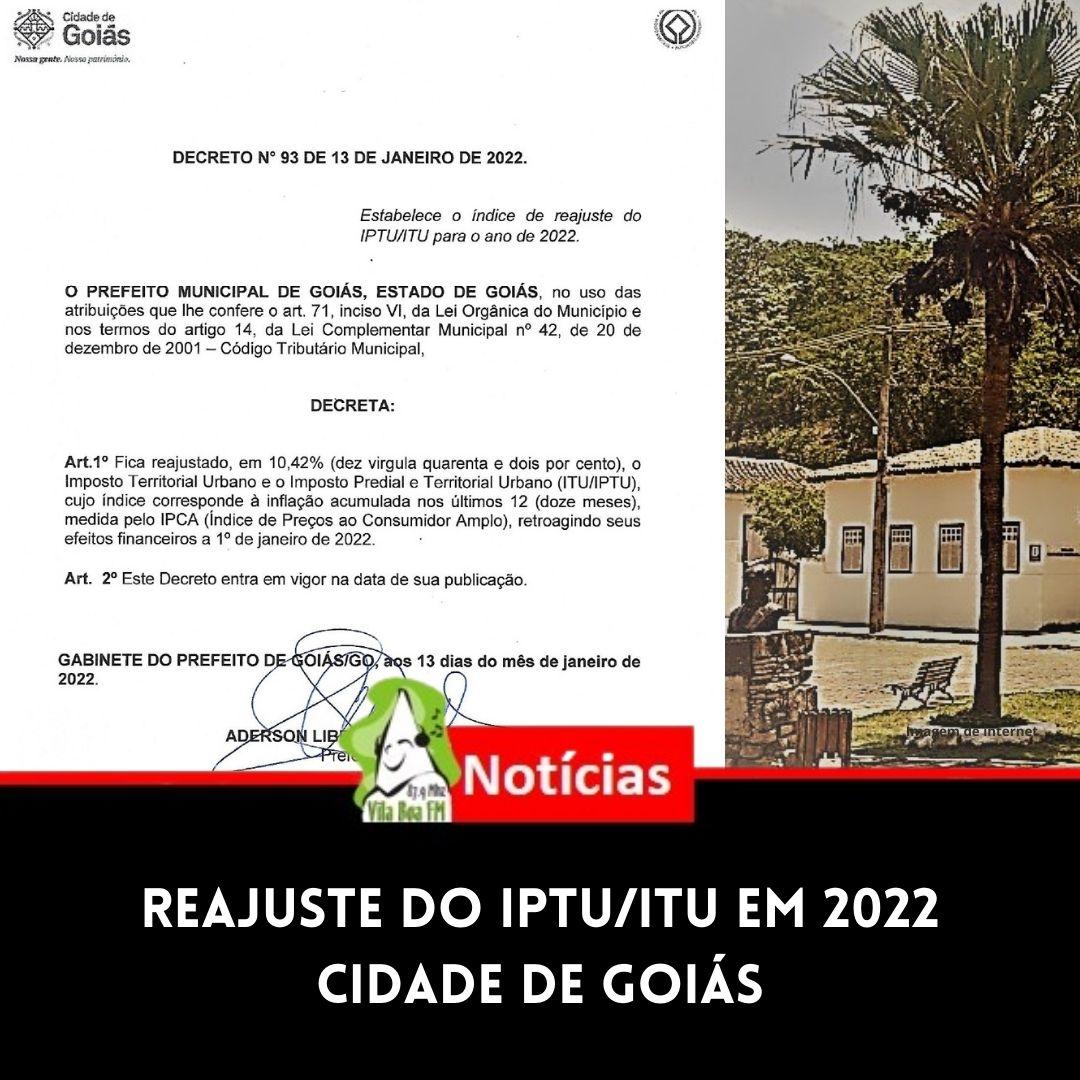 Reajuste do IPTU/ITU em 2022