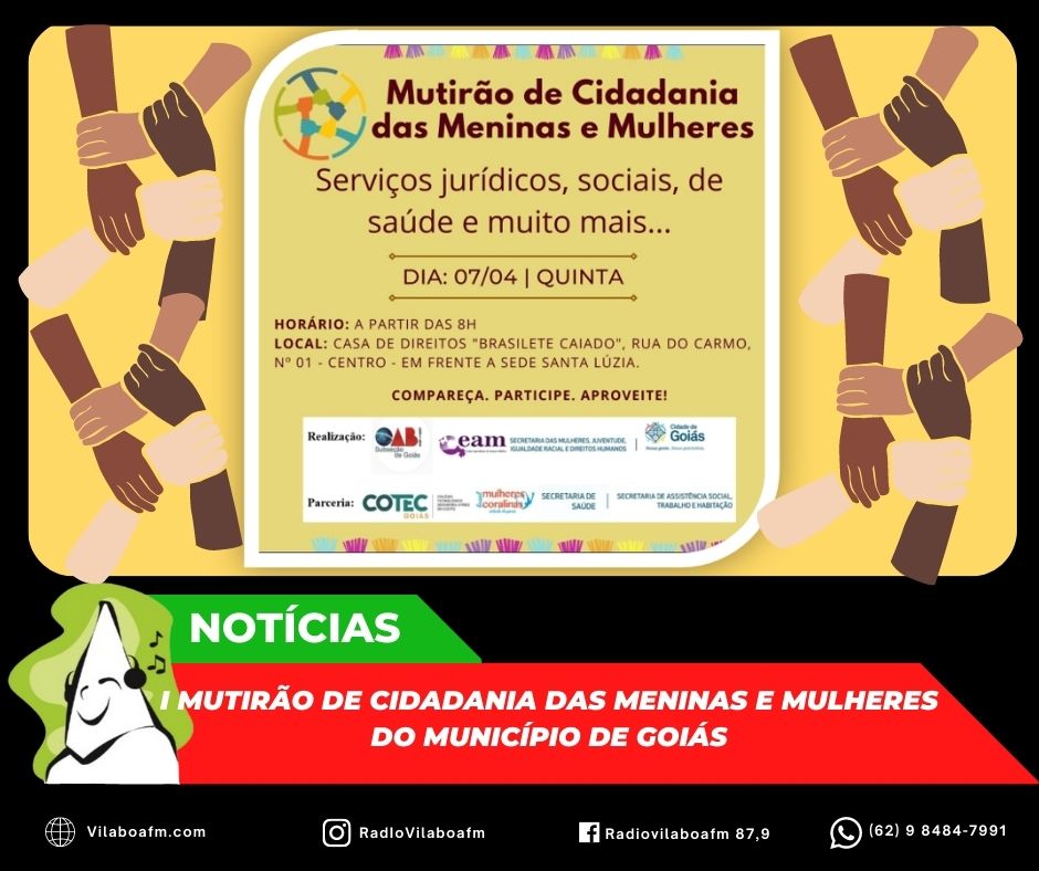 Acontecerá o I Mutirão de Cidadania das Meninas e Mulheres